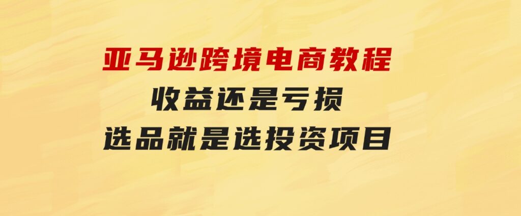 亚马逊跨境电商教程：收益还是亏损！选品就是选投资项目-巨丰资源网