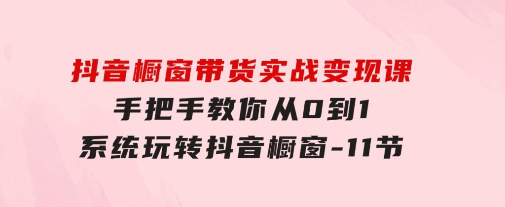 抖音橱窗带货实战变现课：手把手教你从0到1系统玩转抖音橱窗-11节-巨丰资源网