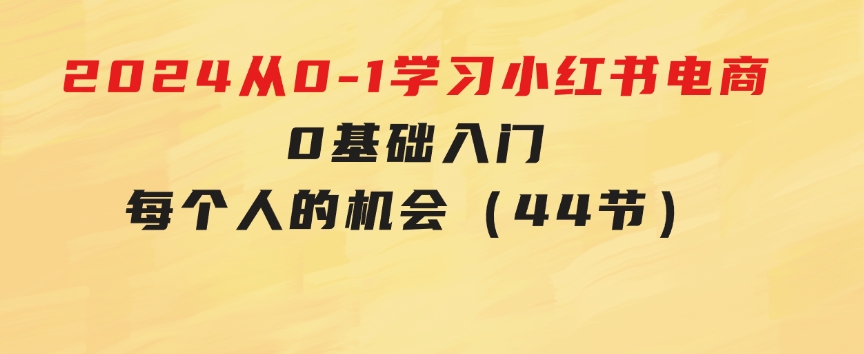 2024从0-1学习小红书电商，0基础入门，每个人的机会（44节）-巨丰资源网