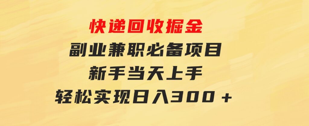 快递回收掘金，副业兼职必备项目，新手当天上手，轻松实现日入300＋-巨丰资源网