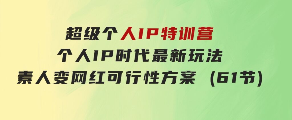 超级个人IP特训营，个人IP时代才最新玩法，素人变网红可行性方案(61节)-巨丰资源网