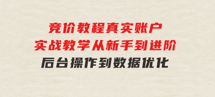 竞价教程：真实账户实战教学从新手到进阶·后台操作到数据优化-巨丰资源网