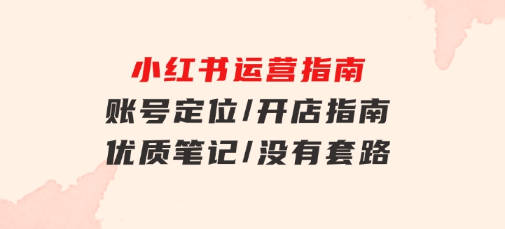 小红书运营指南，账号定位/开店指南/优质笔记/没有套路，全是经验-巨丰资源网