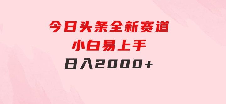 今日头条，全新赛道，小白易上手，日入2000+-巨丰资源网