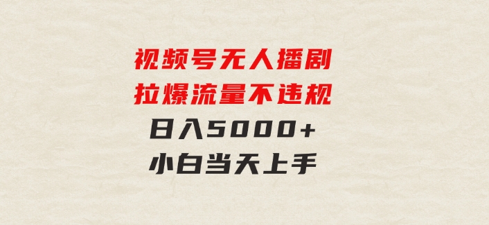 视频号无人播剧，拉爆流量不违规，日入5000+，小白当天上手-巨丰资源网