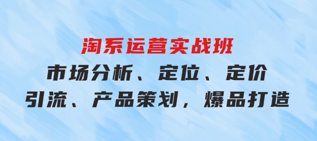 淘系运营实战班：市场分析、定位、定价、引流、产品策划，爆品打造-巨丰资源网