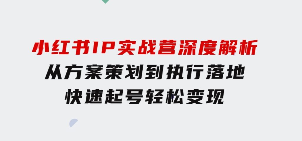 小红书IP实战营深度解析：从方案策划到执行落地，快速起号轻松变现-巨丰资源网