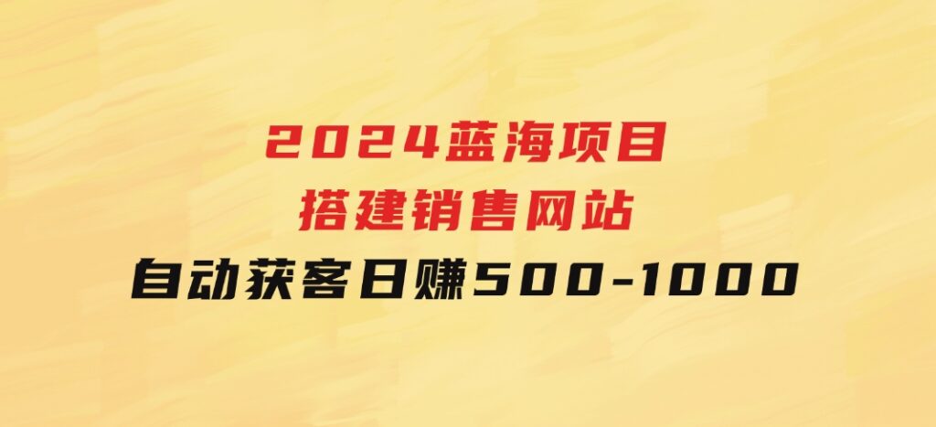 2024蓝海项目，搭建销售网站，自动获客，日赚500-1000-巨丰资源网