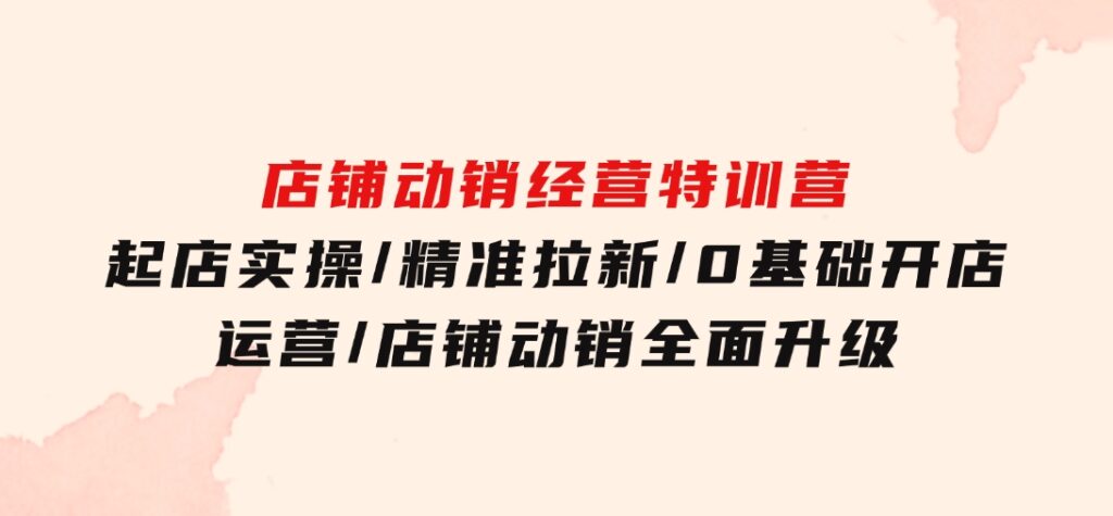 店铺动销经营特训营：起店实操/精准拉新/0基础开店运营/店铺动销全面升级-巨丰资源网