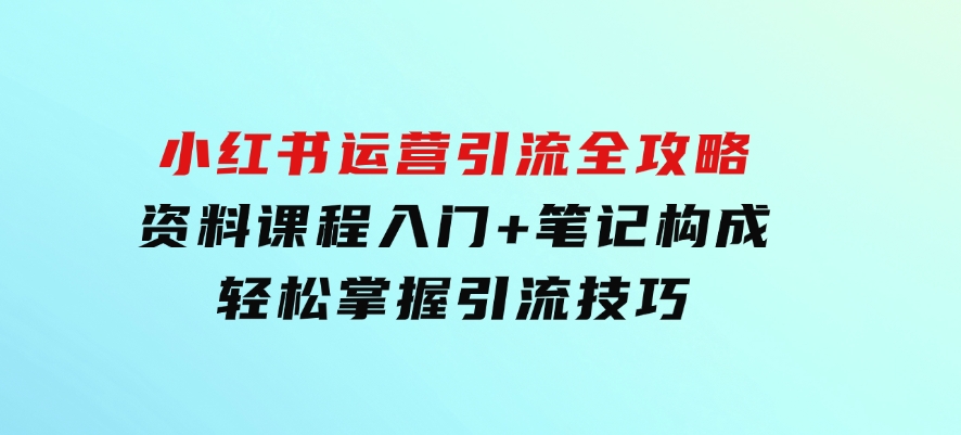 小红书运营引流全攻略：资料课程入门+笔记构成，轻松掌握引流技巧-巨丰资源网