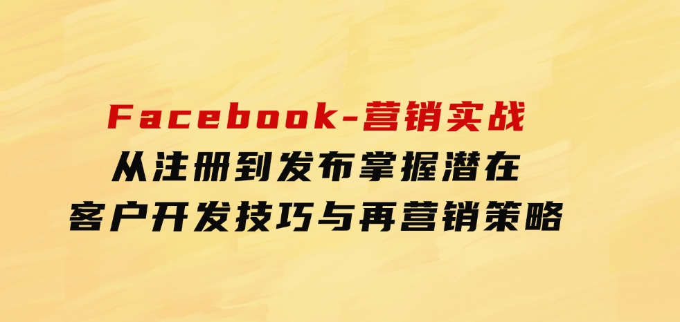 Facebook-营销实战：从注册到发布，掌握潜在客户开发技巧与再营销策略-巨丰资源网