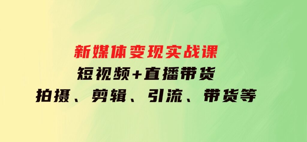 新媒体变现实战课：短视频+直播带货，拍摄、剪辑、引流、带货等-巨丰资源网