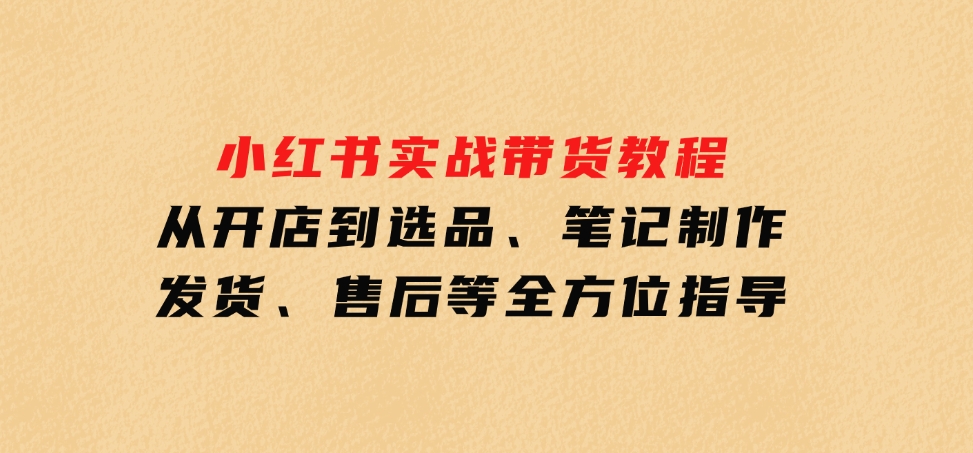 小红书实战带货教程：从开店到选品、笔记制作、发货、售后等全方位指导-巨丰资源网