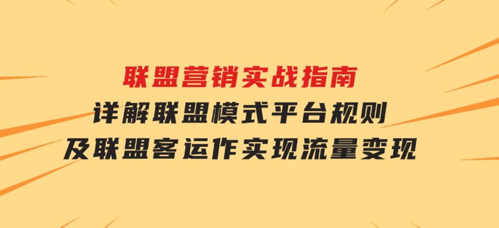 联盟营销实战指南，详解联盟模式、平台规则及联盟客运作，实现流量变现-巨丰资源网