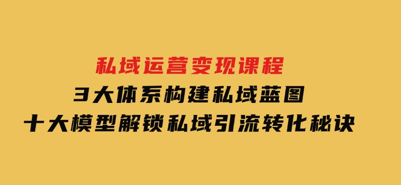 私域运营变现课程，3大体系构建私域蓝图，十大模型解锁私域引流转化秘诀-巨丰资源网