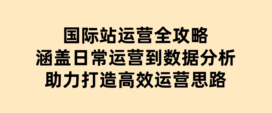 国际站运营全攻略：涵盖日常运营到数据分析，助力打造高效运营思路-巨丰资源网