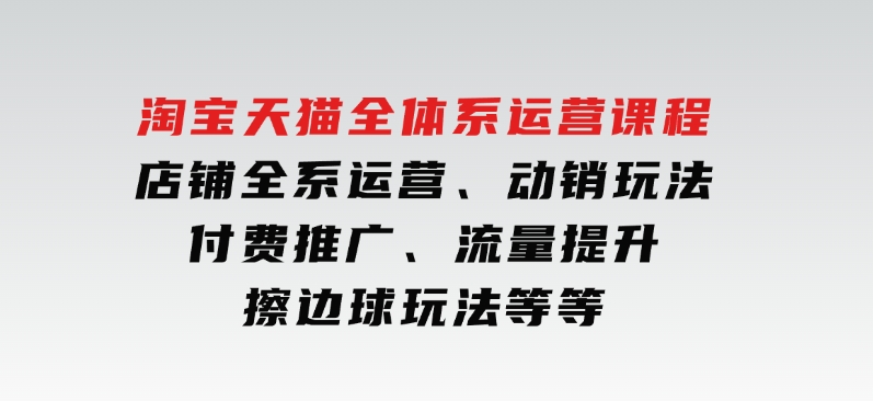淘宝天猫全体系运营课程：店铺全系运营、动销玩法、付费推广、流量提升、擦边球玩法等等-巨丰资源网